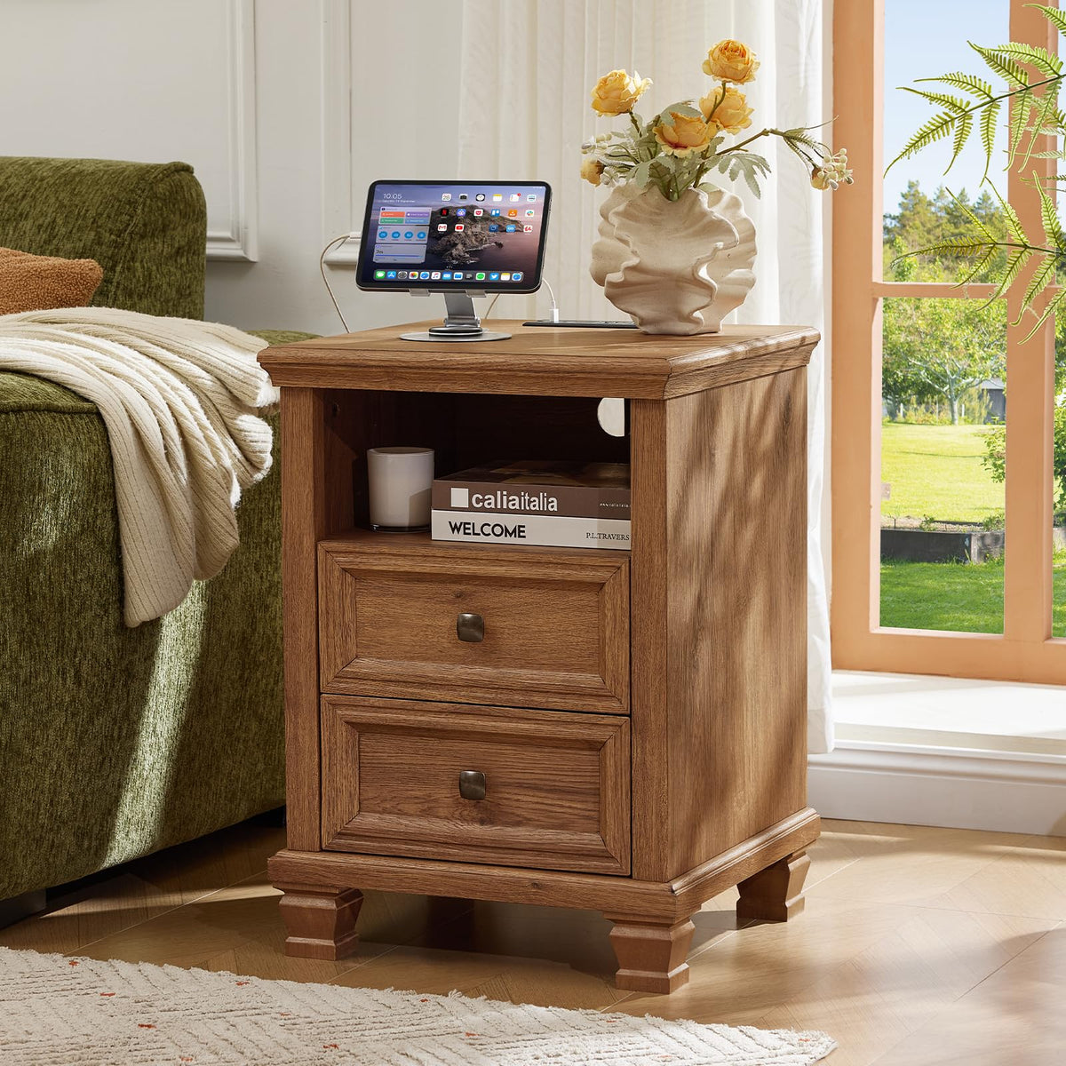 SAVOR LIFE Farmhouse Coffee and End Table Sets, Brown