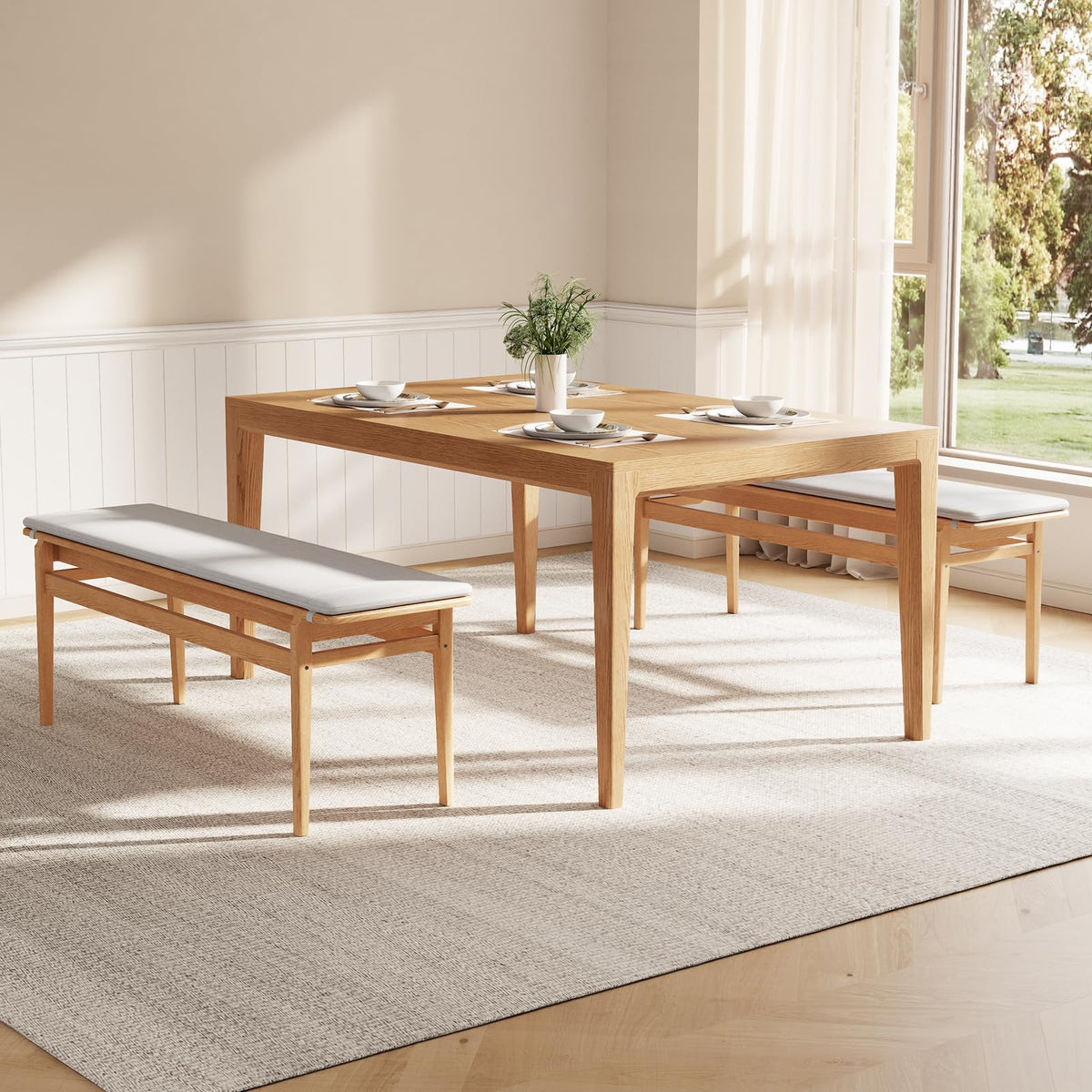 Upholstered Solid Wood Bench