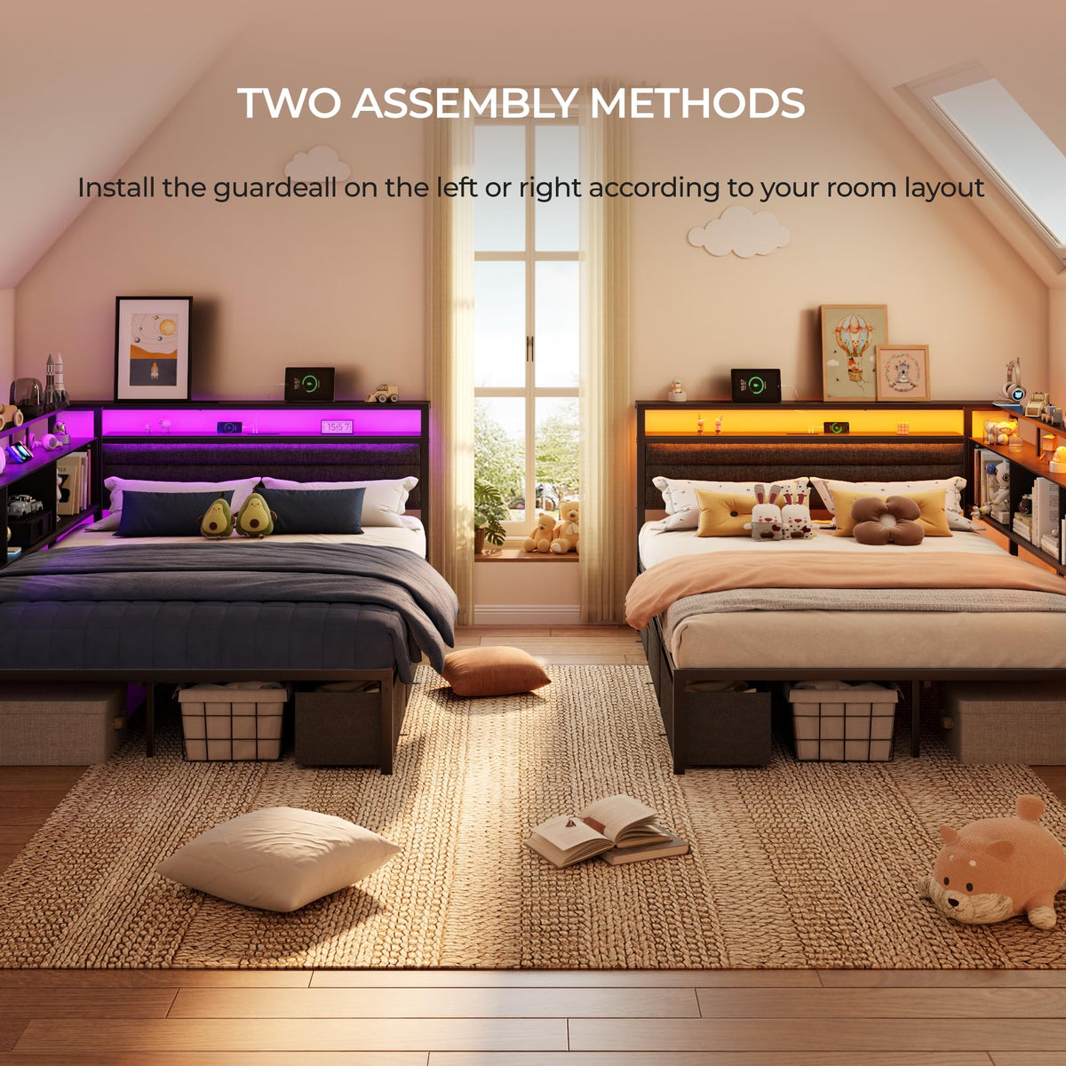 Full Corner Storage Bed with LED Lights