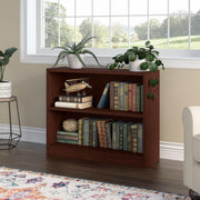 Bush Home Small 2 Shelf Bookcase, 2 Tier Bookshelf Storage Cabinet with Adjustable Shelf for Living Room, Bedroom or Home Office, Universal Collection, Vogue Cherry