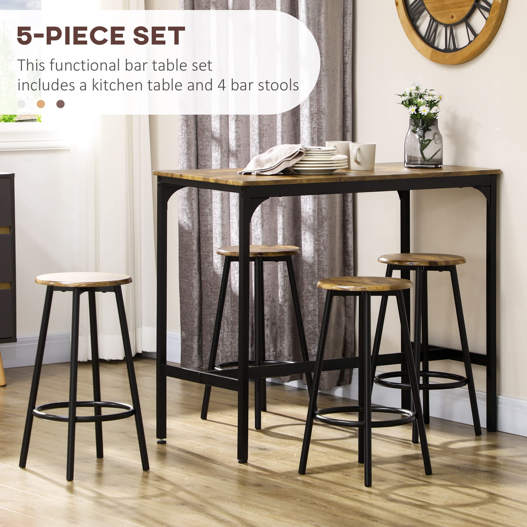 5-Piece Counter Height Bar Table Set