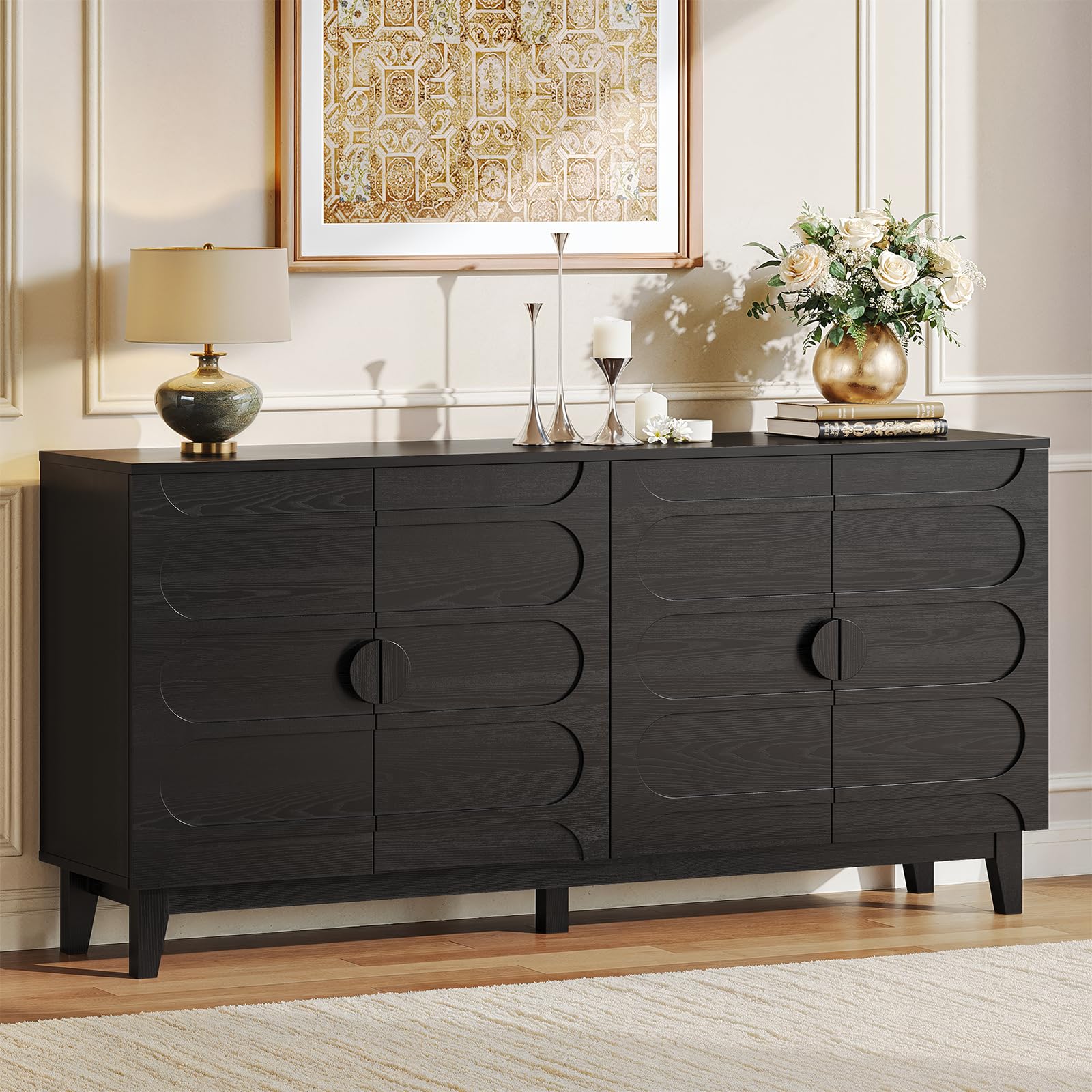 63" Sideboard Buffet Cabinet with Adjustable Shelves