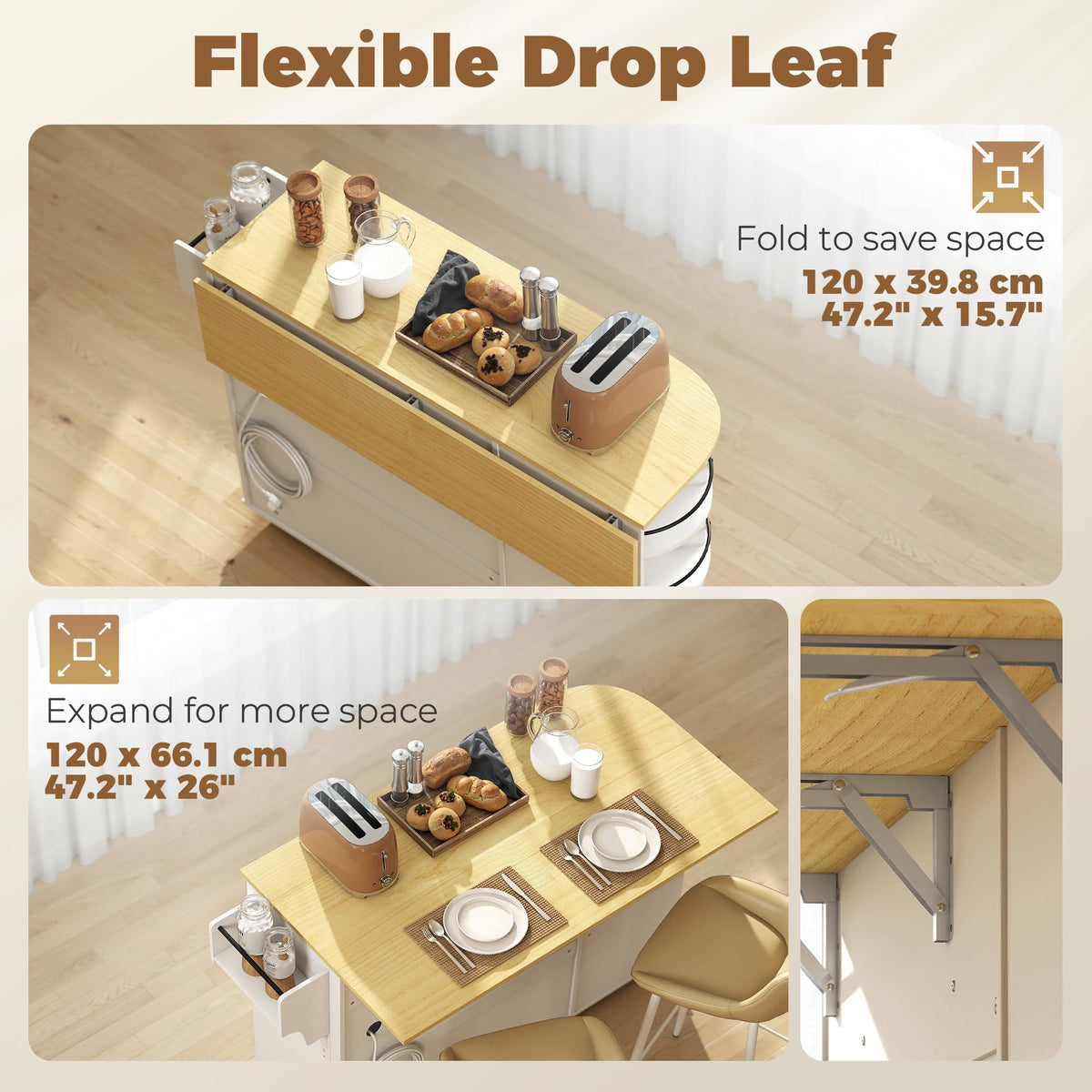 White Rolling Kitchen Island