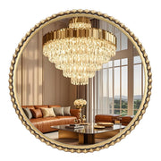 Antique Gold Beaded Round Mirror