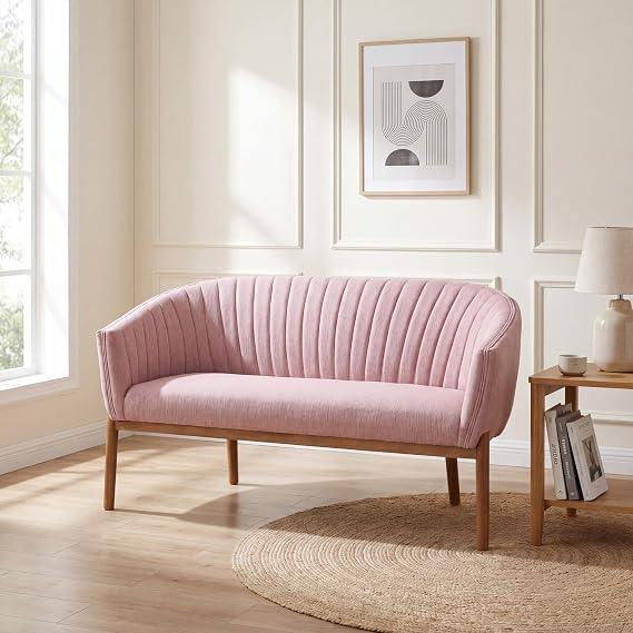 Teal Channel-Stitched Loveseat