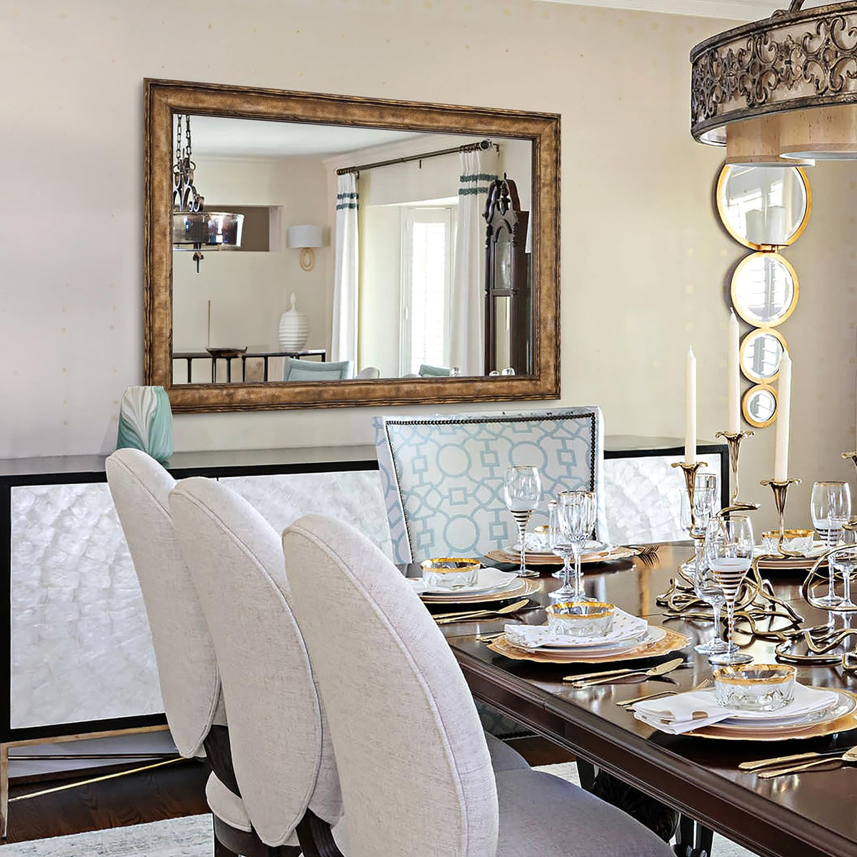 Distressed Solid Wood Wall Mirror