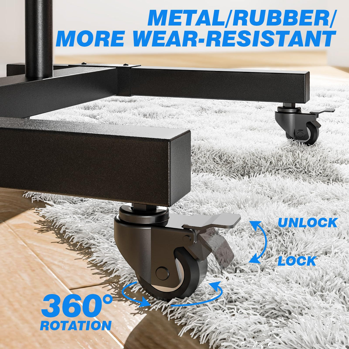 Rfiver Rolling TV Stand for 32-83 Inch TVs with 15-Level Height Adjustment