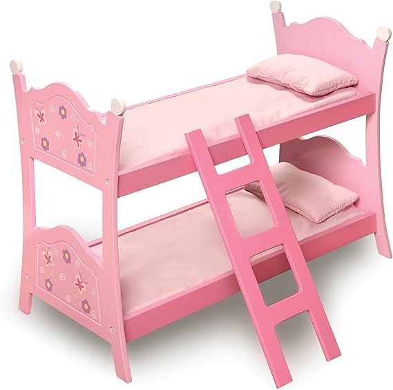 Doll Bunk Bed with Ladder & Bedding – Fits Dolls Up to 20 Inches