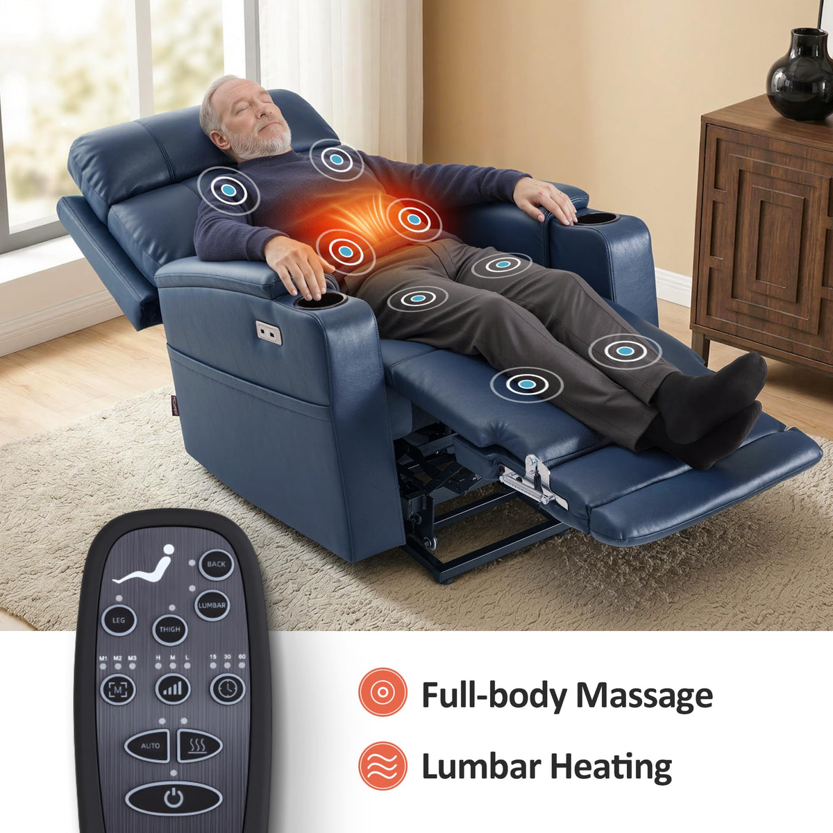 Blue Dual Motor Power Lift Recliner