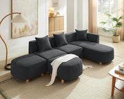 VANOMi 109.84" Modular Sectional Sofa with Pillows, 5-Seater, Dark Gray