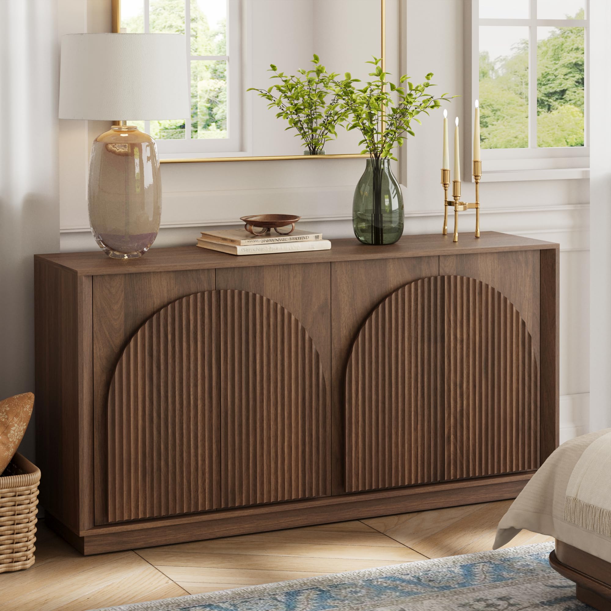 Fluted Sideboard Buffet Cabinet 65"