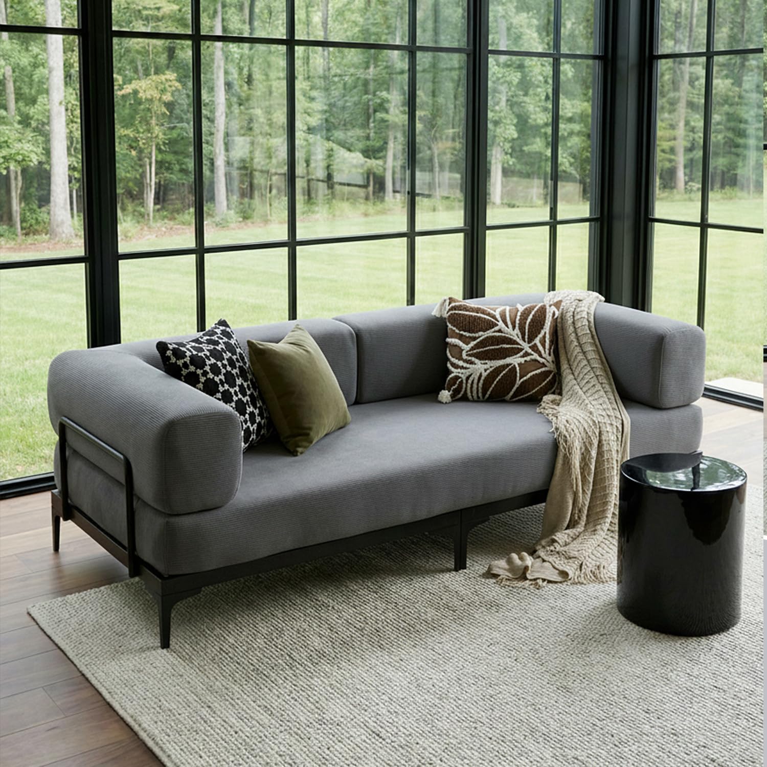 Forteek Apartment-Friendly Convertible Loveseat Sofa Bed, Removable Armrest & Backrest 2-in-1 Sleeper Couch, Modern Corduroy Sofa for Small Living Room & Guest Room- Grey