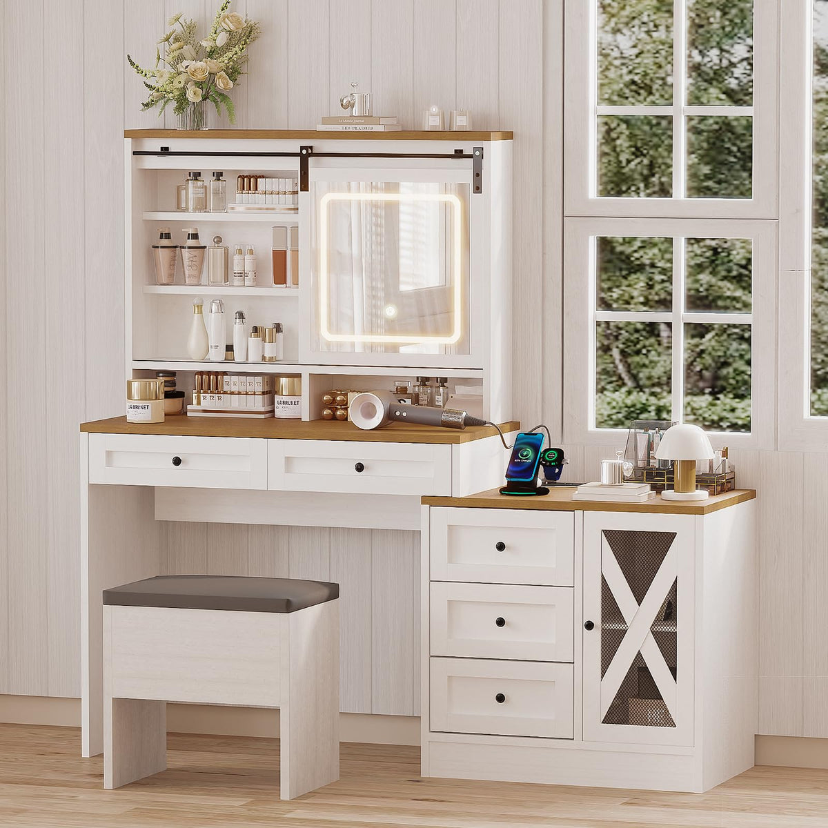 Farmhouse LED Makeup Vanity