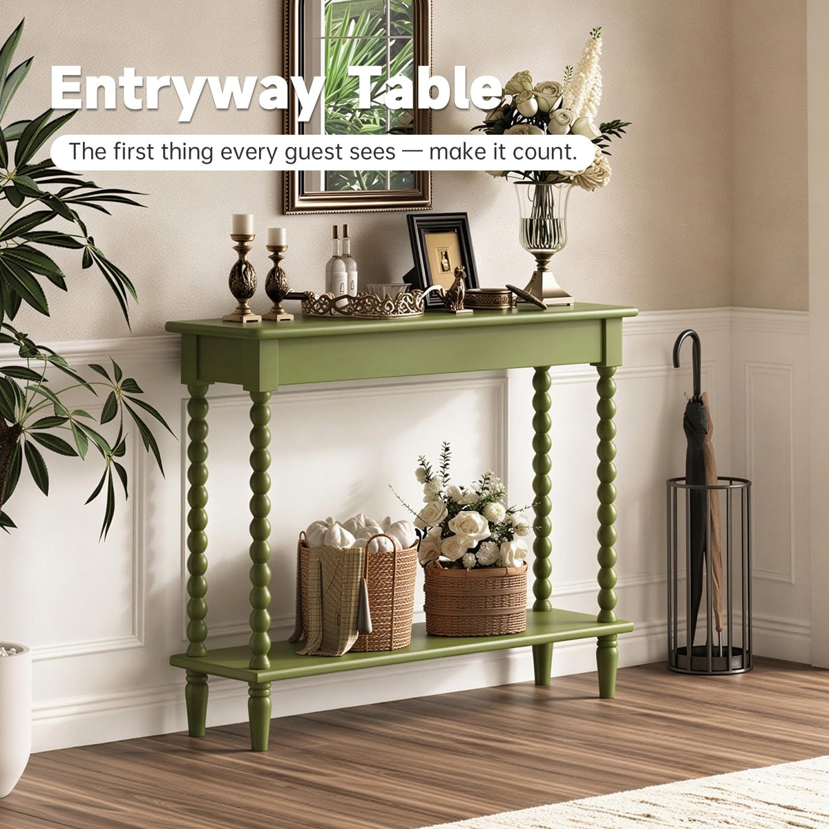 Green Bobbin Console Table