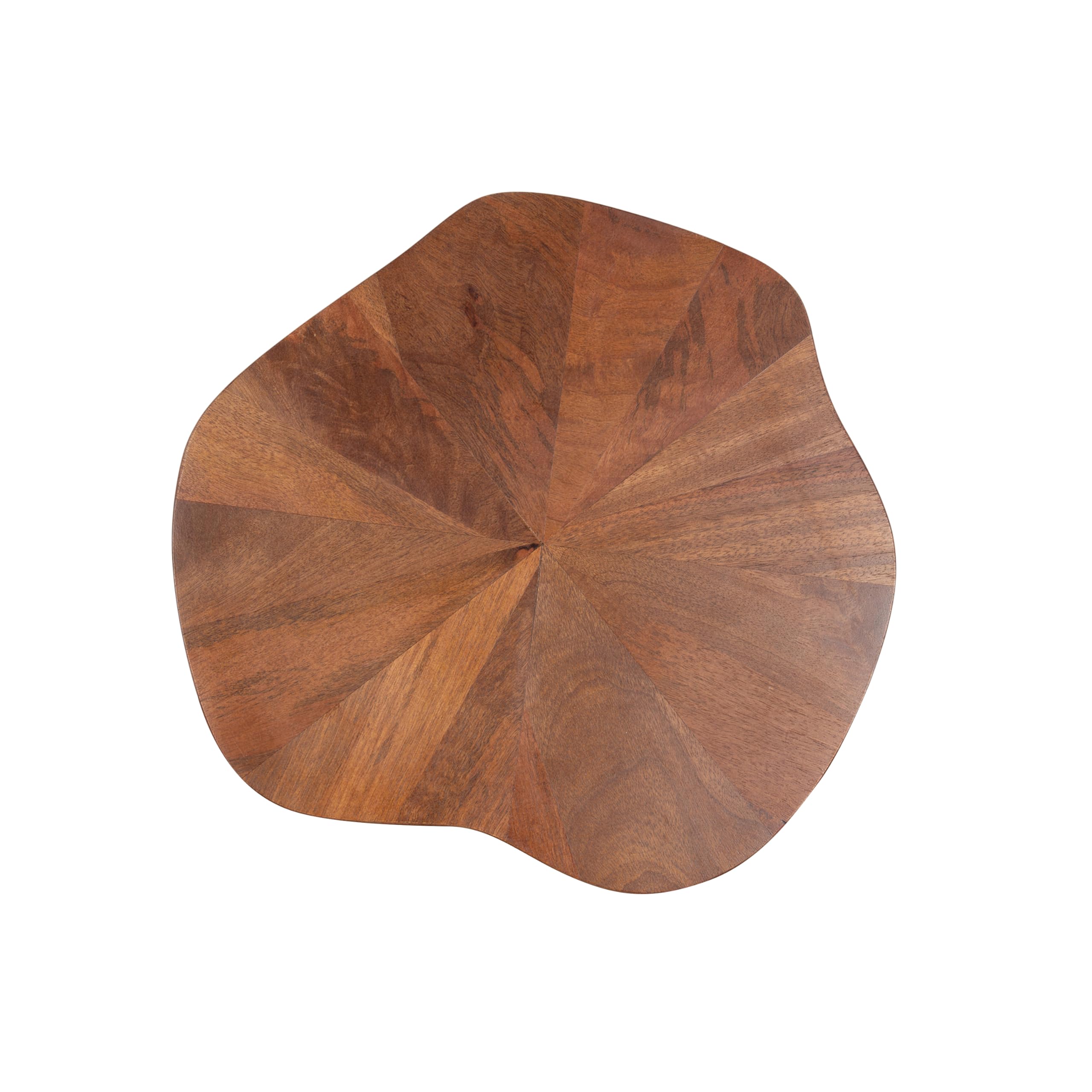 Kate and Laurel Kanna Modern Wavy Pieced Mango Wood Round Side Table, 16 x 16 x 21, Walnut Brown, Mid-Century Scalloped Wooden End Table for Bedroom Nightstand or Living Room Plant Stand Indoors