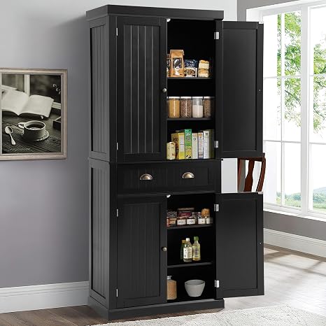 72" Tall Pantry Cabinet with Drawer & Adjustable Shelves