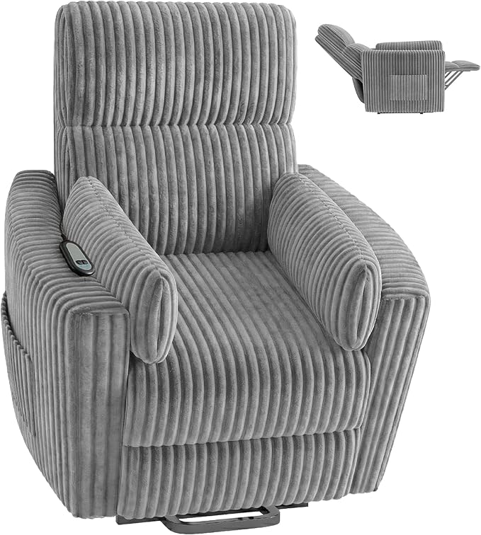 Power Lift Recliner Chair – Round Plush Faux Fur with Footrest