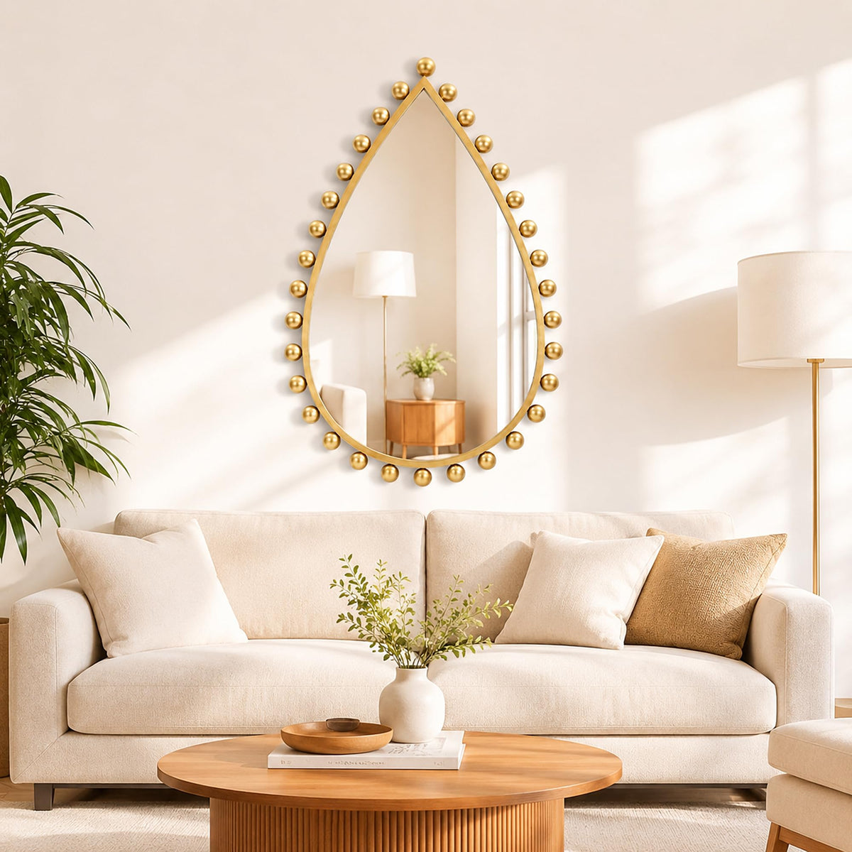 Antique Gold Teardrop Wall Mirror