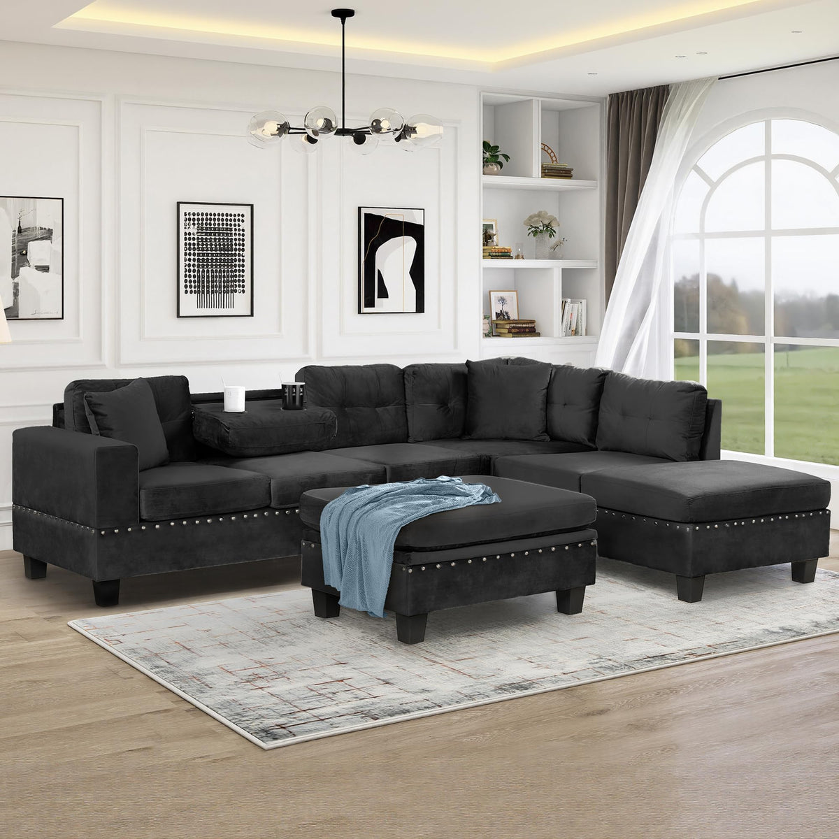 Reversible Chaise Sectional with Storage Ottoman