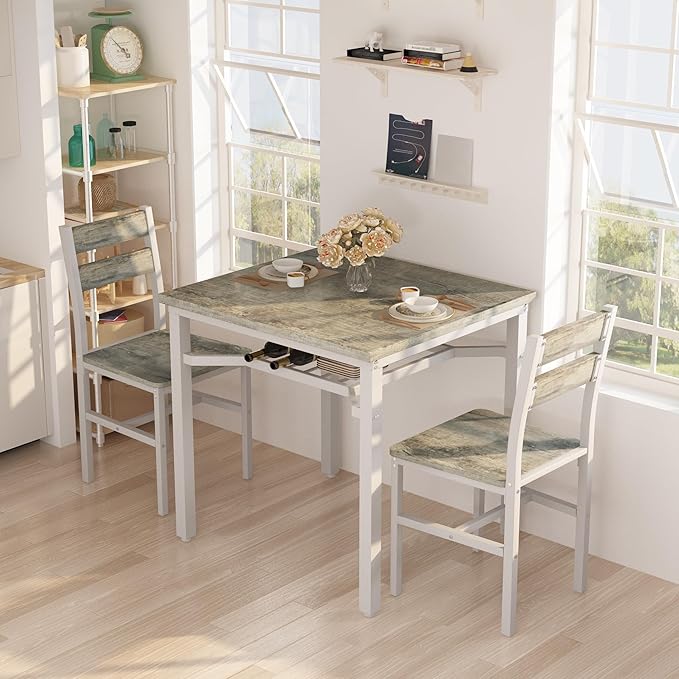 3-Piece Farmhouse Dining Table Set for 2