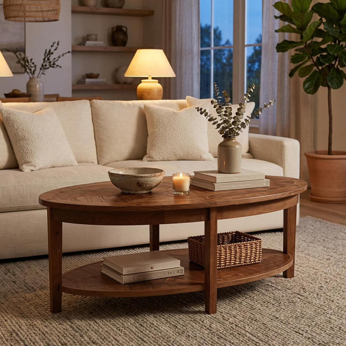 Rustic Oval Coffee Table