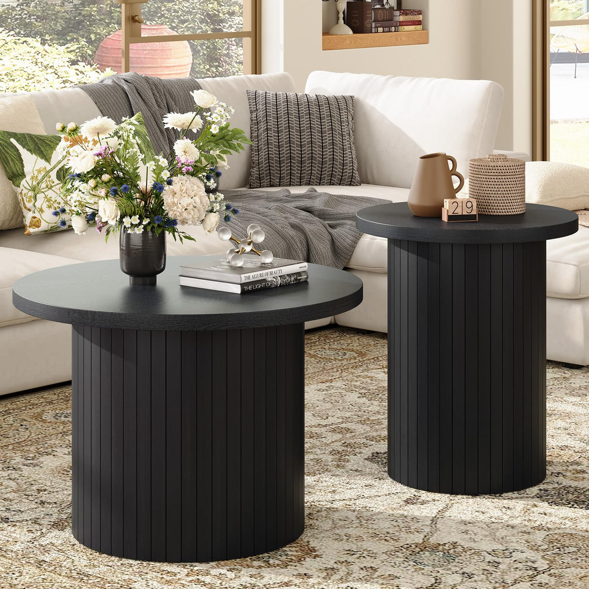 Round Wood Nesting Coffee Tables