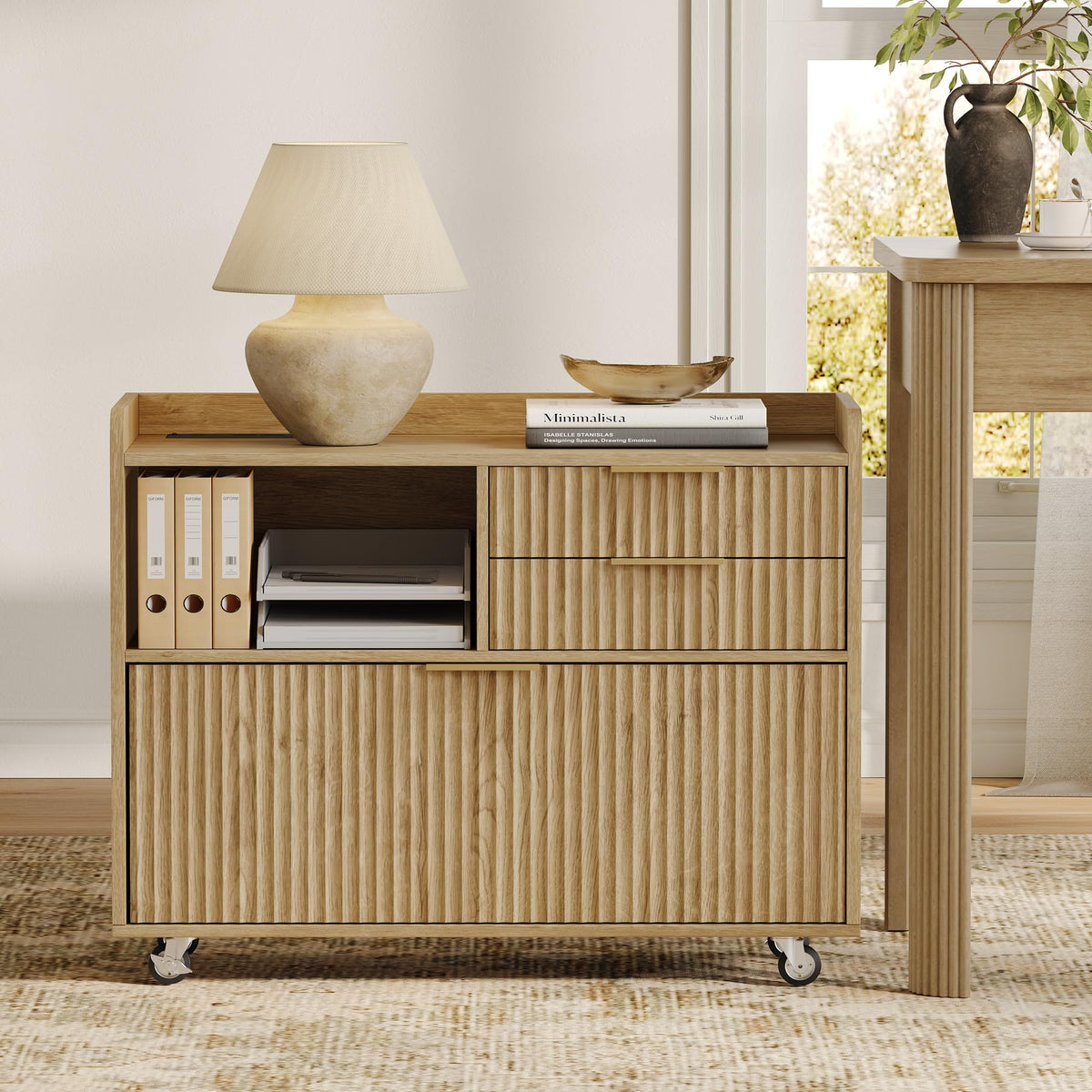 3-Drawer File Cabinet with Charging Station