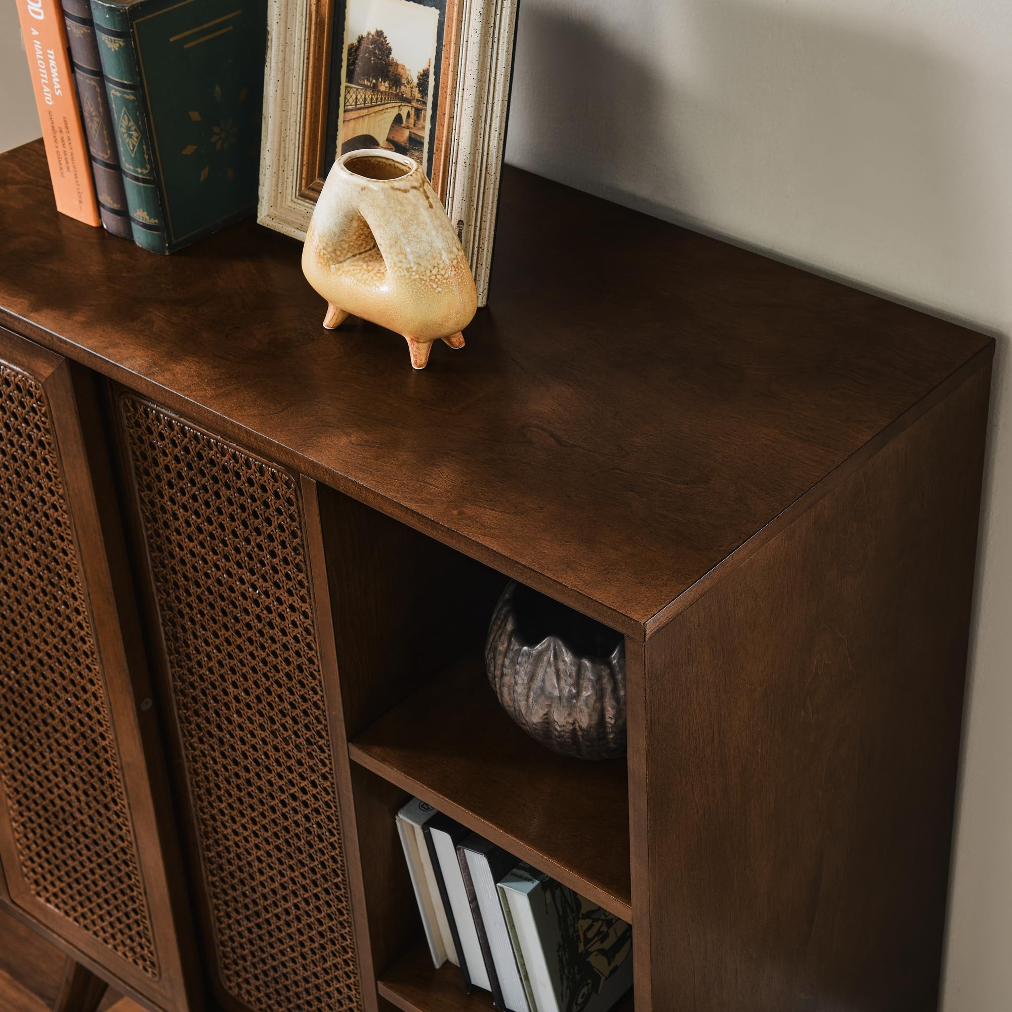 Rattan Sliding Door Sideboard Buffet Cabinet
