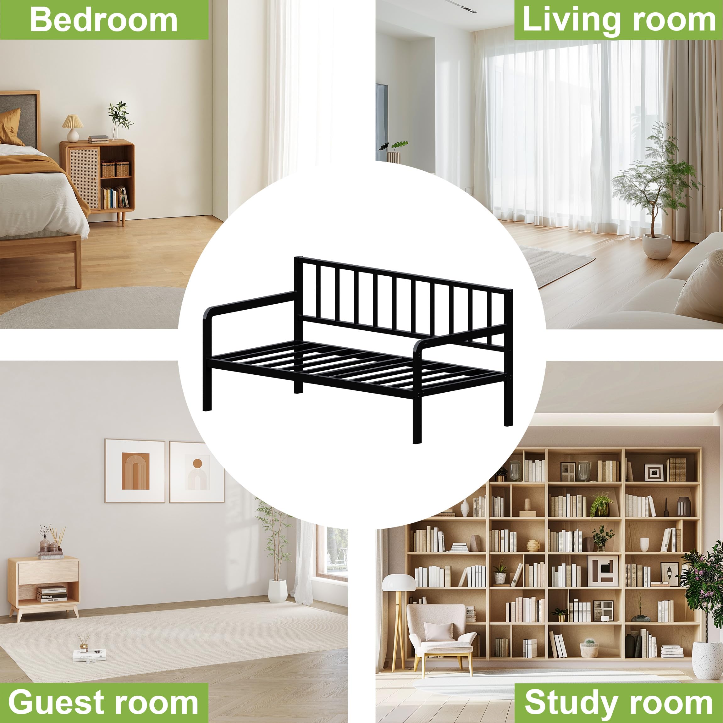 Twin Metal Daybed Frame with Storage