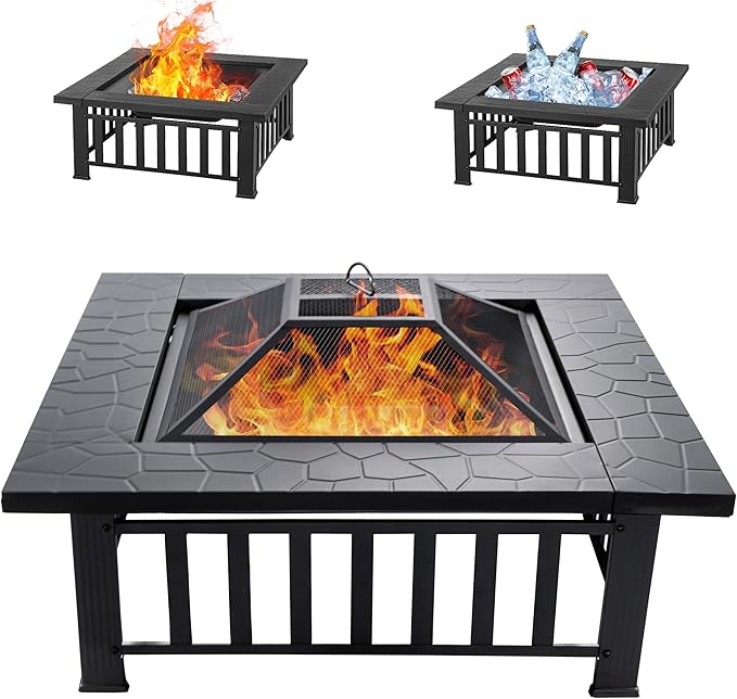 36" Square Outdoor Fire Pit Table