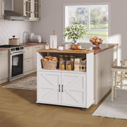 Rolling Kitchen Island with Storage Cabinet & Towel Rack