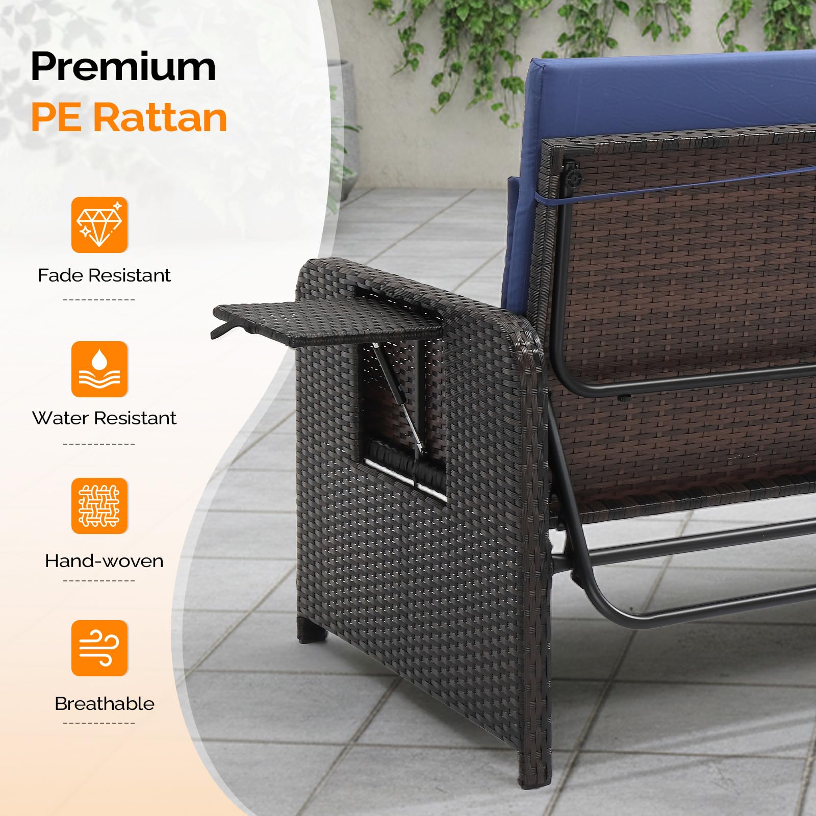Convertible Patio Daybed with Storage Ottoman