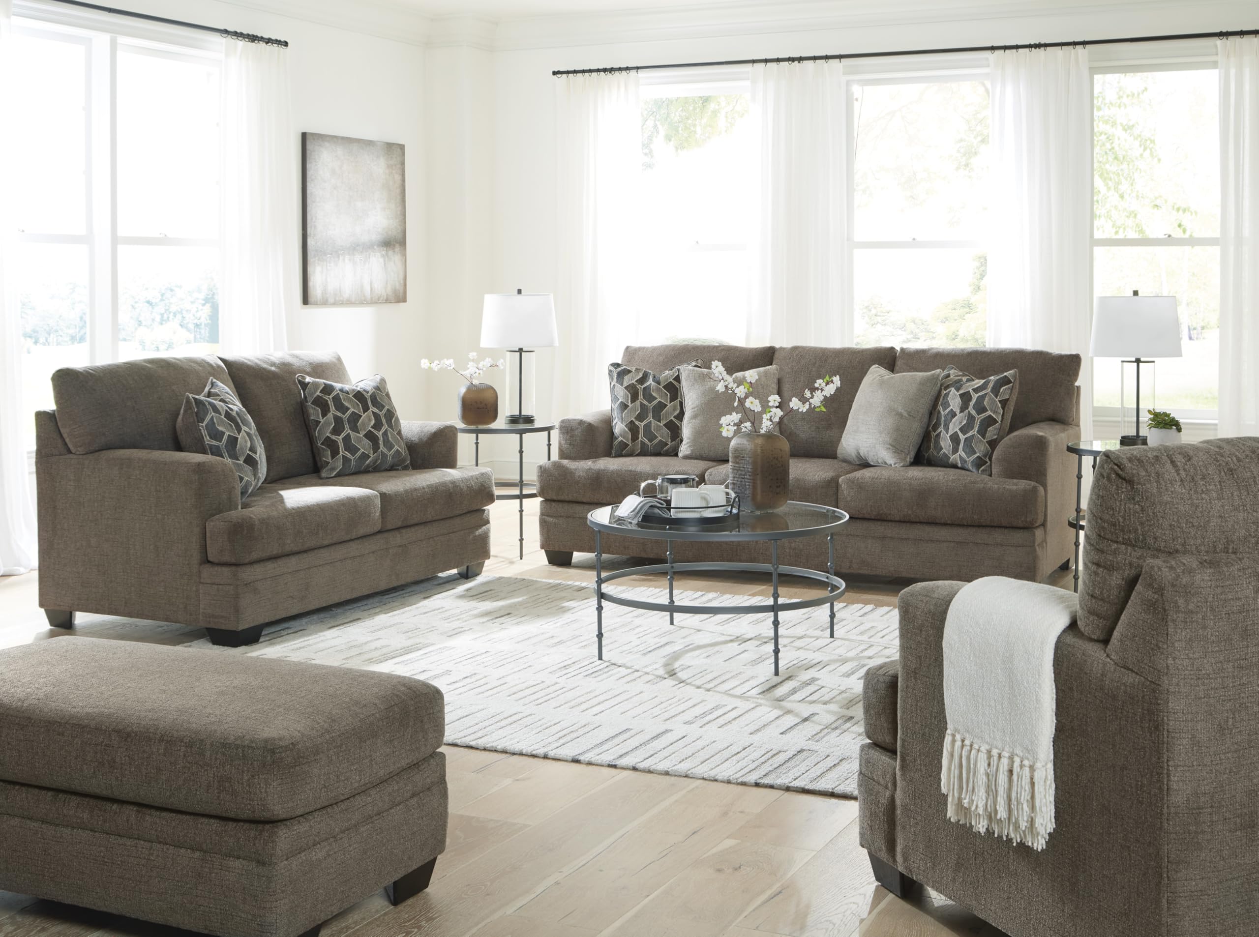 Signature Design by Ashley Stonemeade Modern Ottoman with Foam Cushion, Grayish Brown