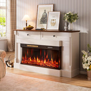 Eueiriup 61" Electric Fireplace with Mantel, Fireplace TV Stand, White