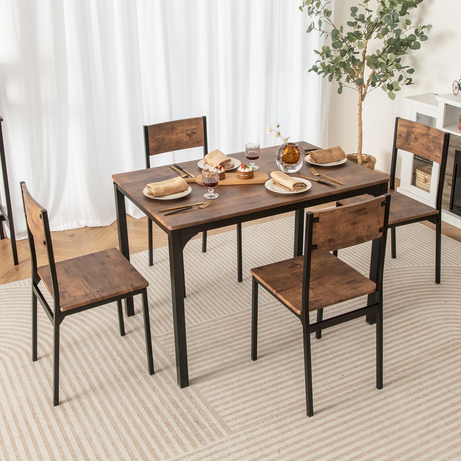 5-Piece Dining Table Set with 4 Chairs