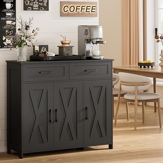 Farmhouse Sideboard Buffet Cabinet with Drawers & Doors