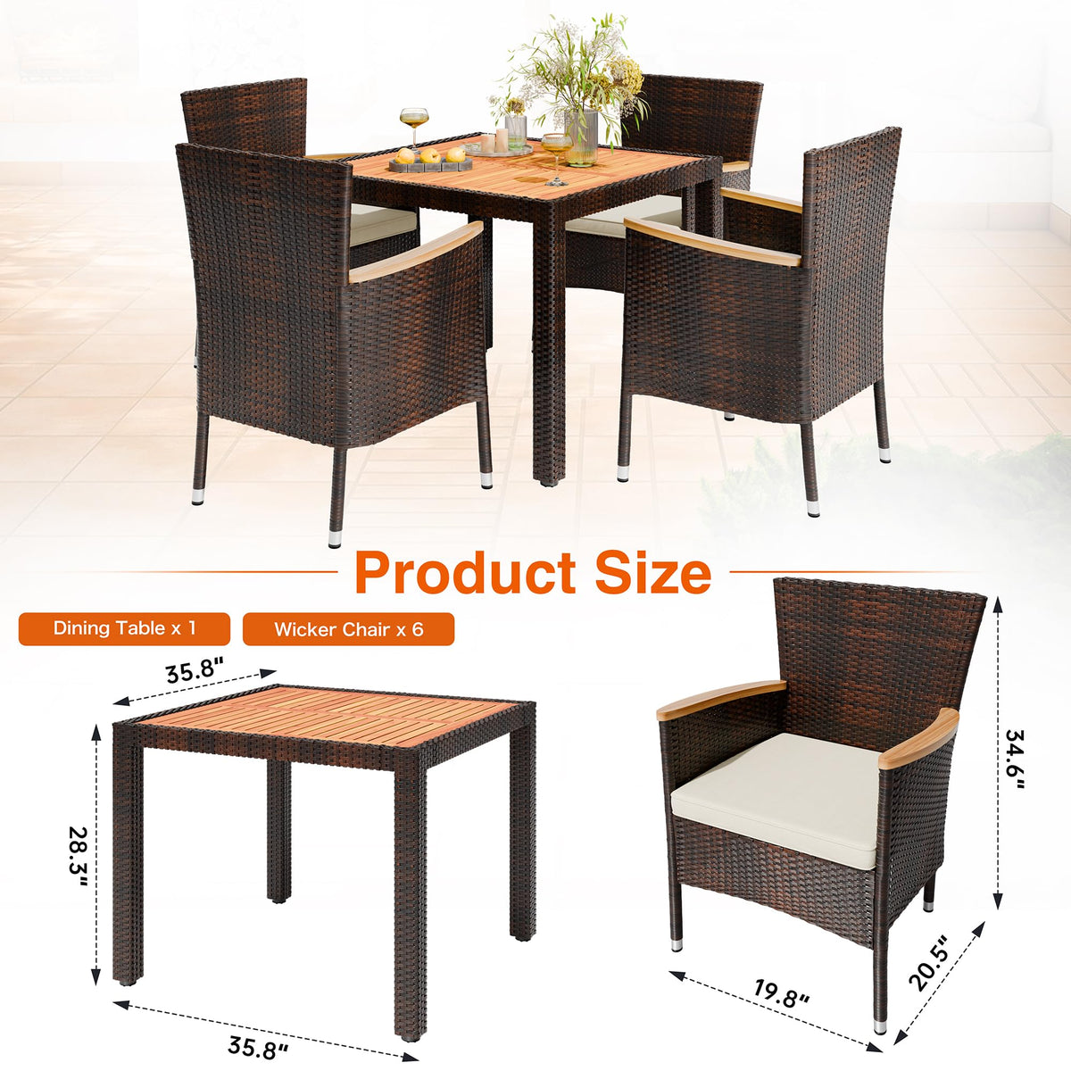 5-Piece Wicker Patio Dining Set