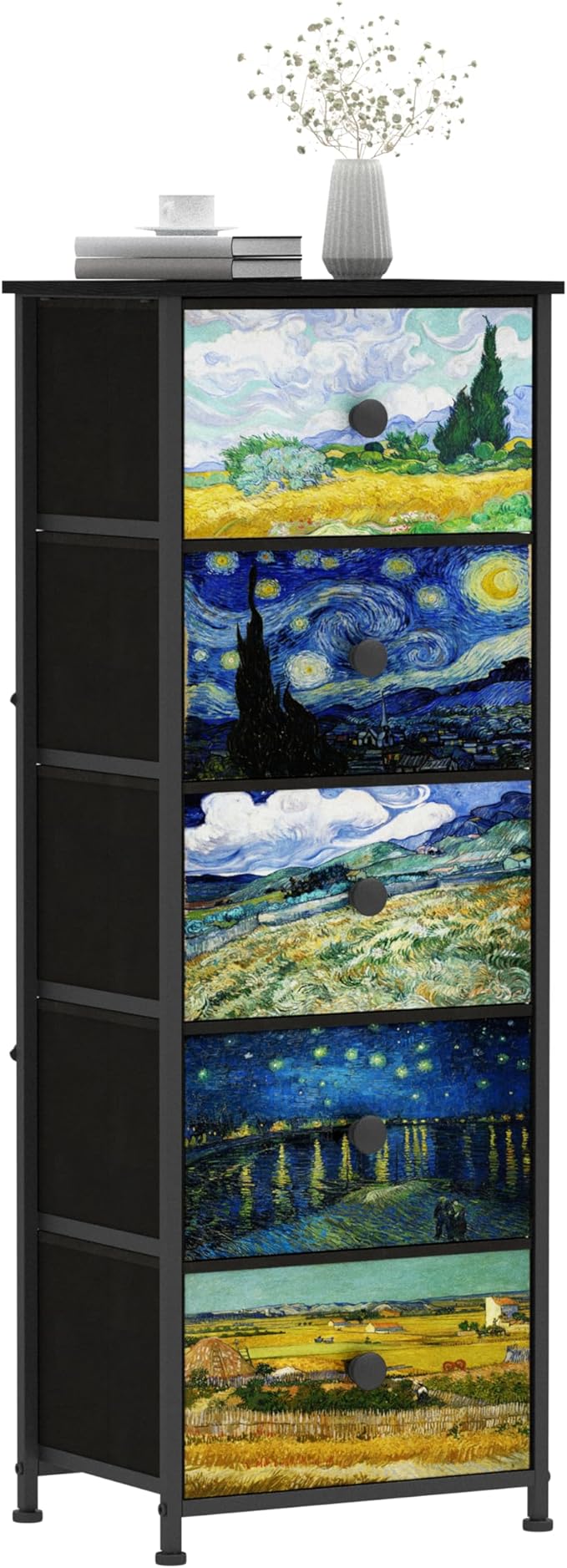 Narrow Dresser with Fabric Drawers