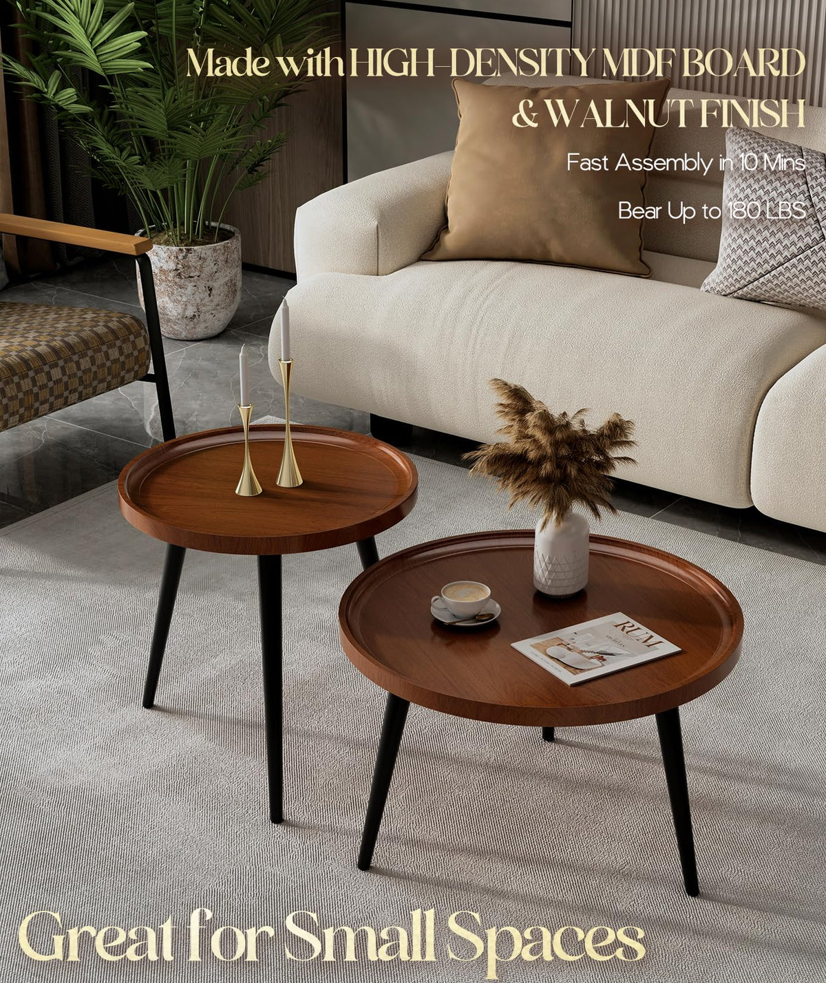 Walnut Round Nesting Coffee Tables
