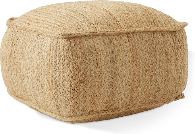 Round Braided Jute Pouf