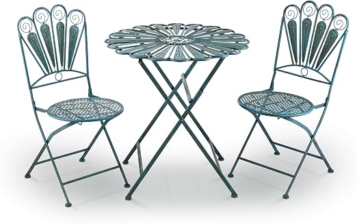 3-Piece Outdoor Bistro Set with Wicker Armchairs & Wood Table