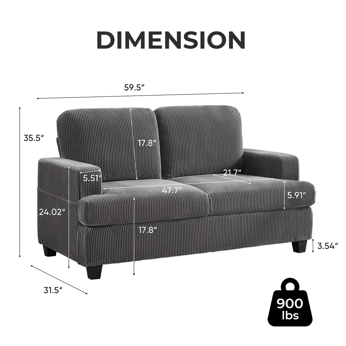 Corduroy Loveseat Sofa