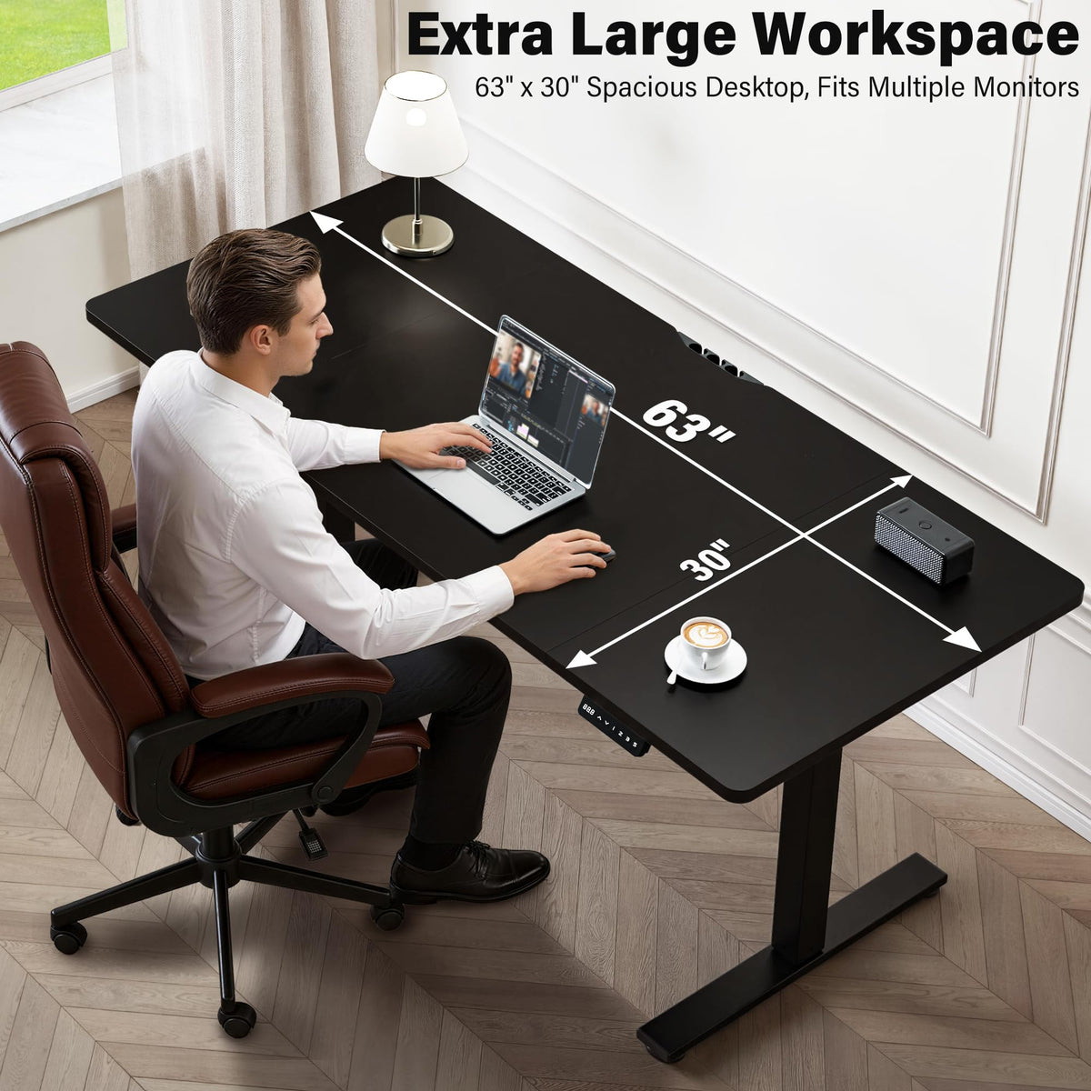 ExaDesk Electric Standing Desk, 63 x 30 Inch, Classic Black
