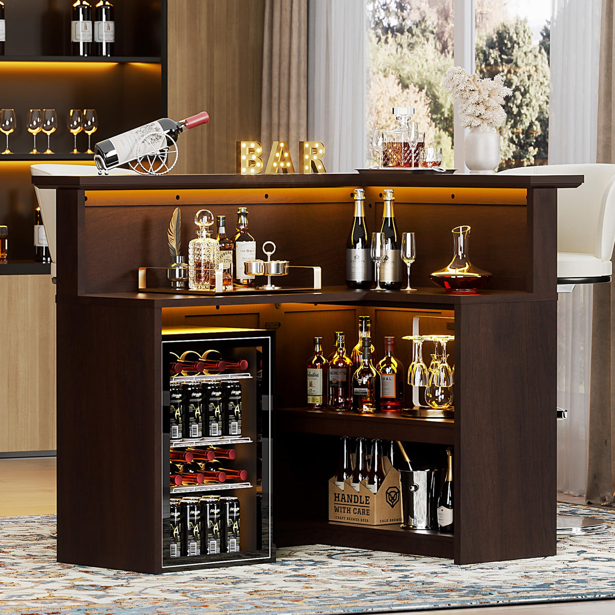 L-Shaped Corner Bar Cabinet