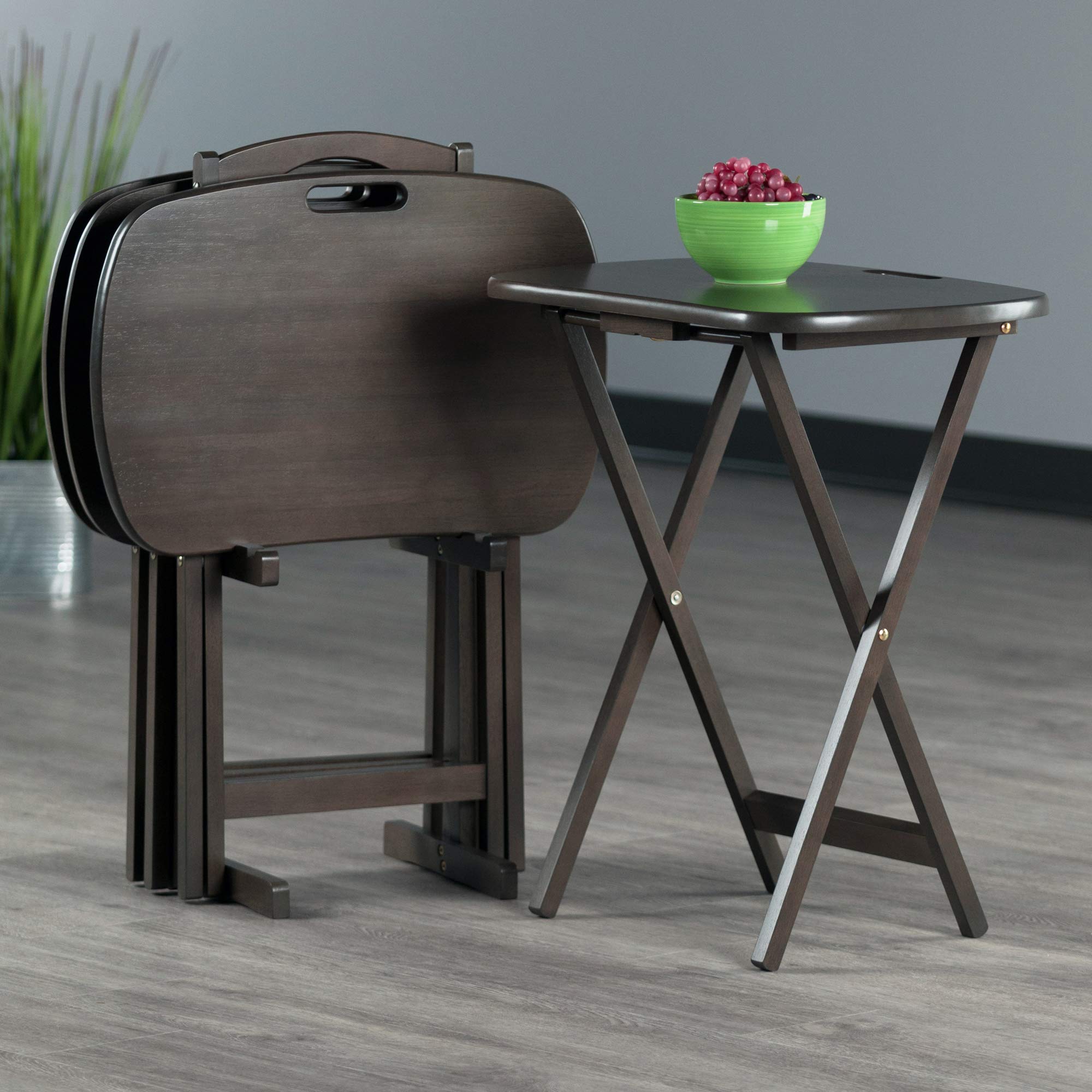 5-Piece Folding Snack Table Set with Storage Stand