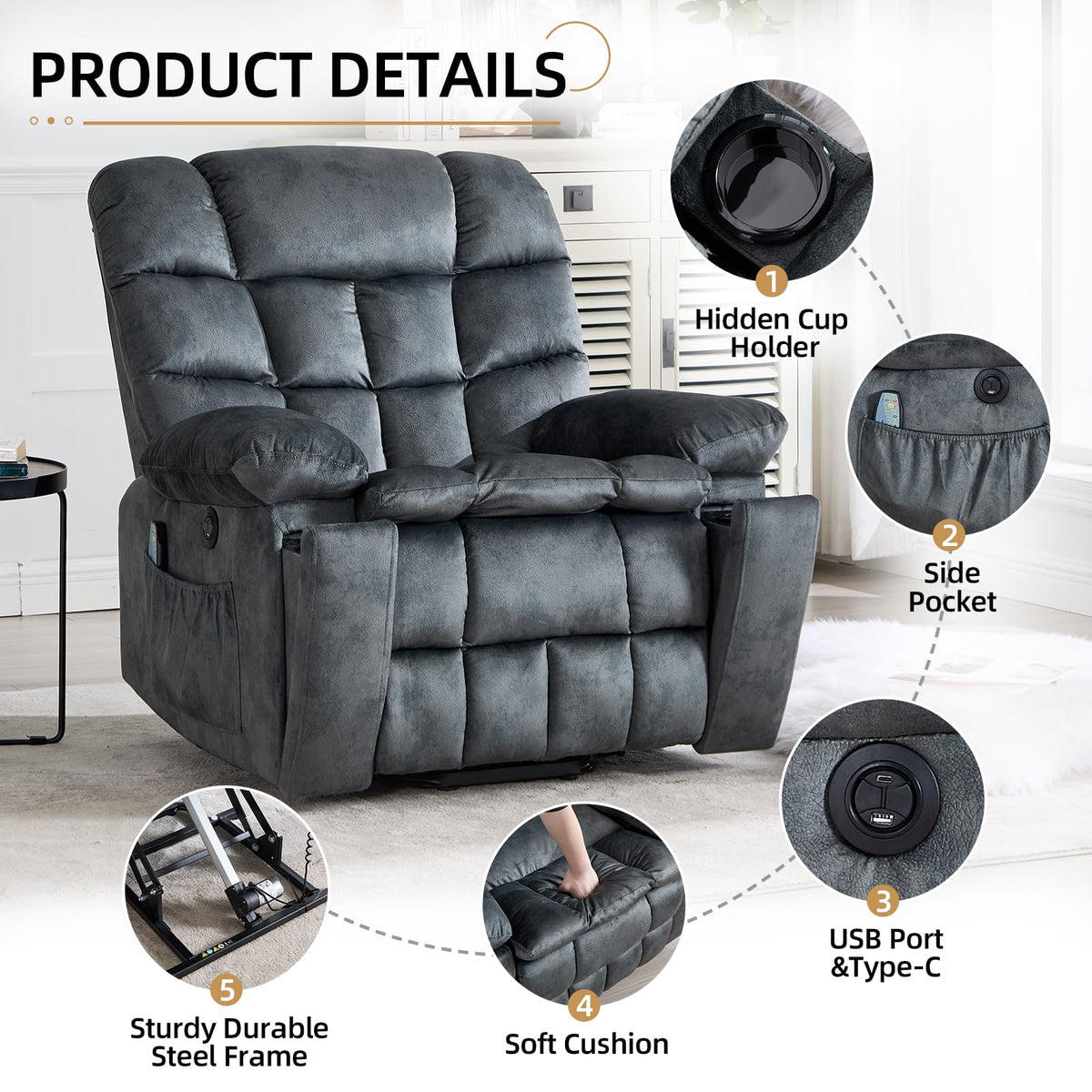 Power Lift Massage Recliner