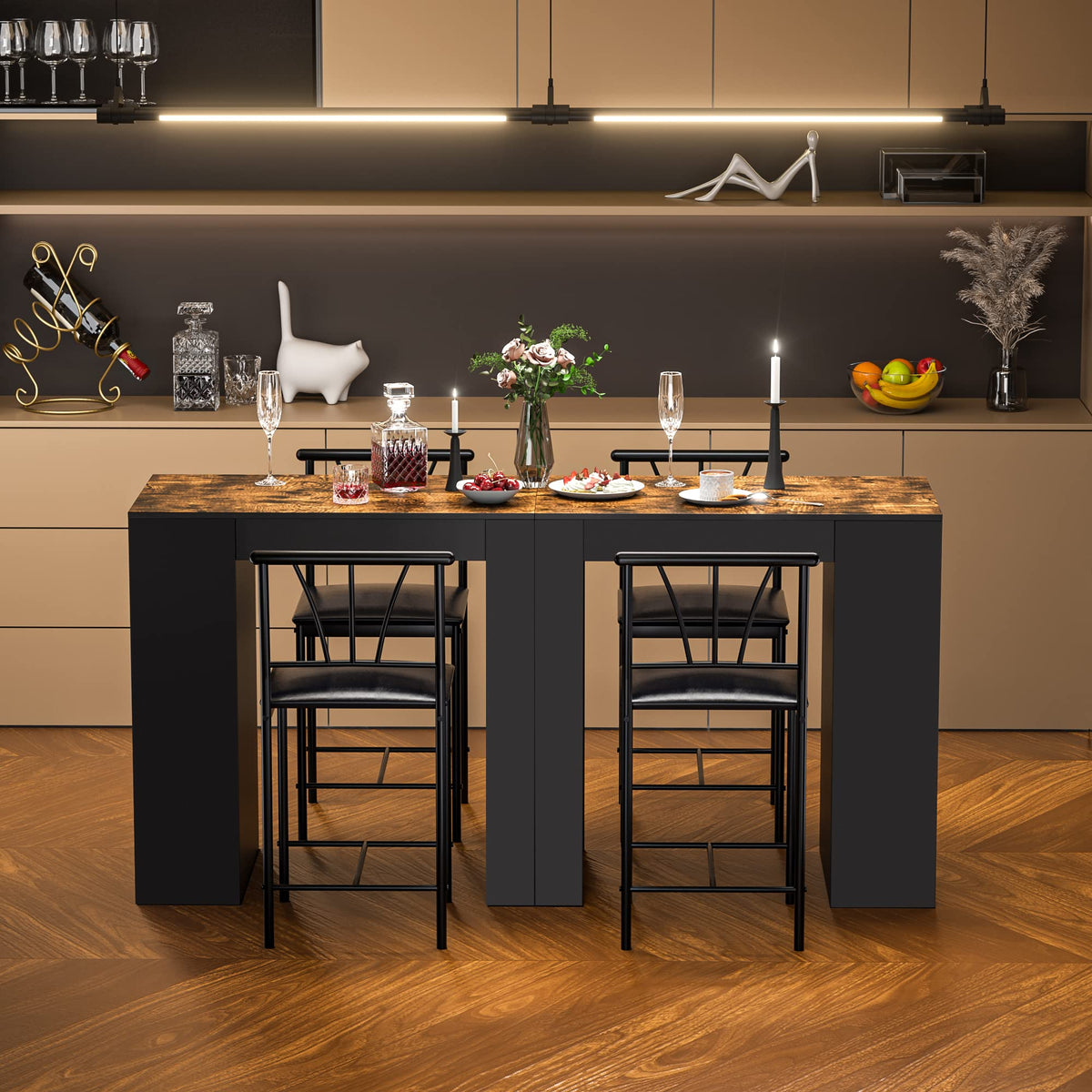 3-Piece Bar Table Set with Storage