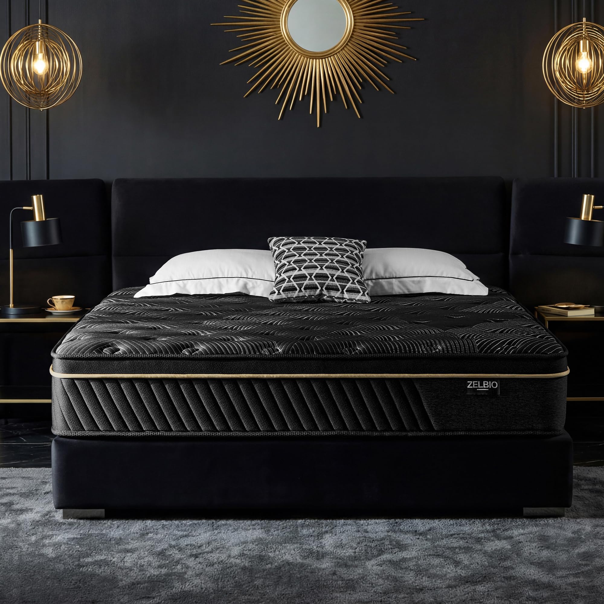 ZELBIO Gel Memory Foam Mattress 12 Inch Hybrid Full XL Mattress, Premium Knitted Fabric Cover, Pocket Coil Support, Motion Isolation, CertiPUR-US