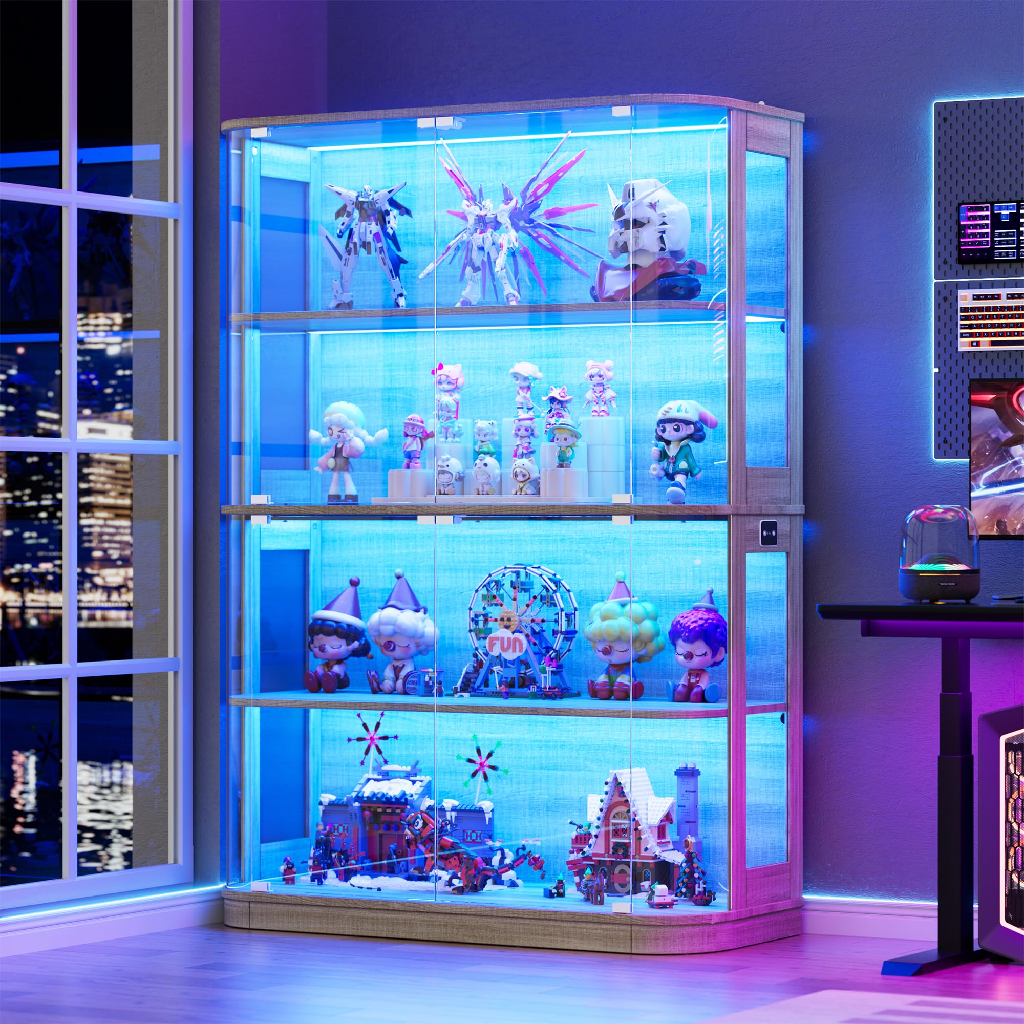 Large Glass Display Cabinet with LED Lights