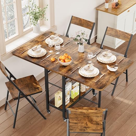 Folding Dining Set with Casters